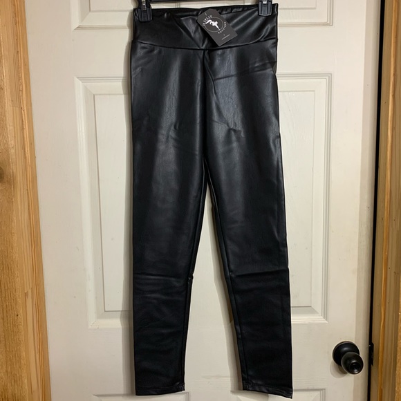 Faux Leather High Waisted Leggings / high rise White Birch legging multiple Szs - Picture 2 of 11